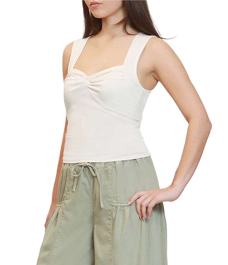 Stevie by Steve Madden Sweetheart Neck Twist Front Sleeveless Tank