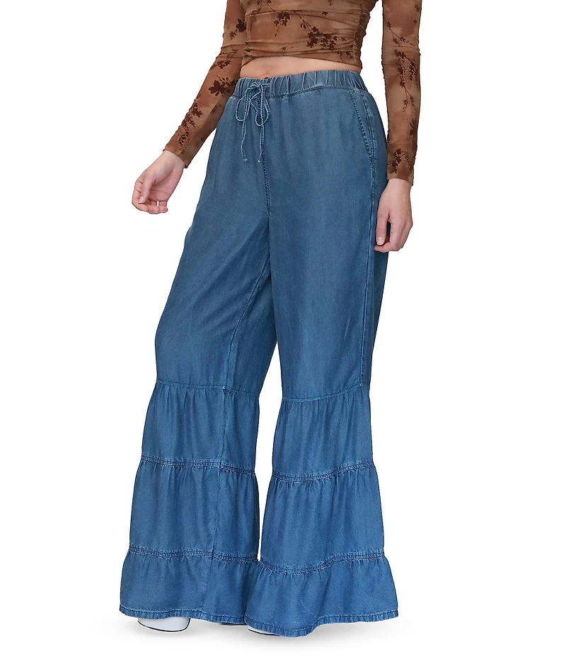 Stevie By Steve Madden Tiered Wide Leg Full Length Pants