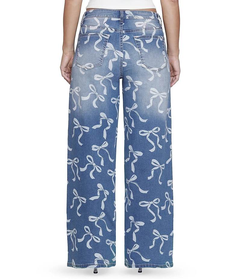 Stevie Jeans By Steve Madden Relaxed Wide Leg Bow Motif Jeans