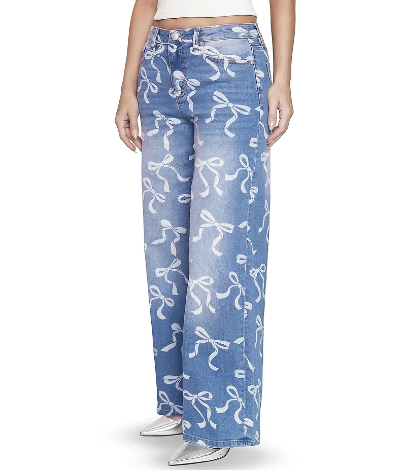 Stevie Jeans By Steve Madden Relaxed Wide Leg Bow Motif Jeans