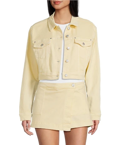 Stevie Jeans Denim Basic Point Collar Jean Jacket