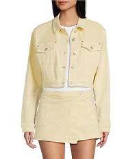 Stevie Jeans Denim Basic Point Collar Jean Jacket