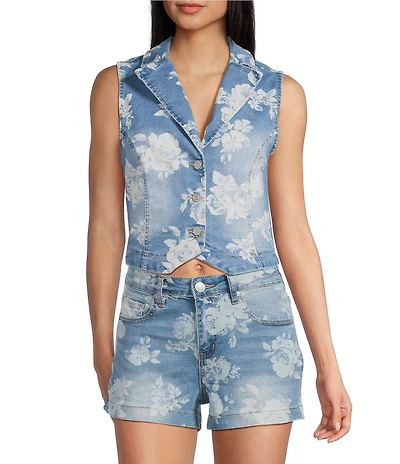 Stevie Jeans Floral Coordinating Denim Vest