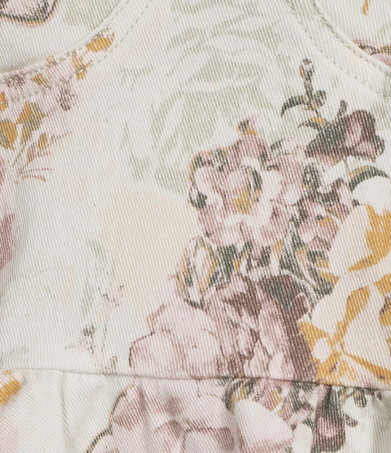 Stevie Jeans Floral Printed Peplum Bustier Top
