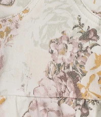 Stevie Jeans Floral Printed Peplum Bustier Top