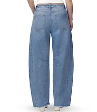 Stevie Jeans High Rise Distressed Frayed Hem Barrel Fit Jeans