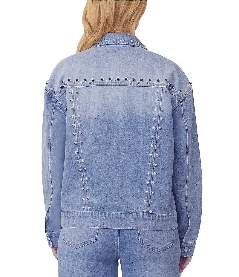 Stevie Jeans Long Sleeve Studded Denim Trucker Jacket