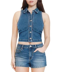 Steve Madden Stevie Jeans Ruched Denim Vest