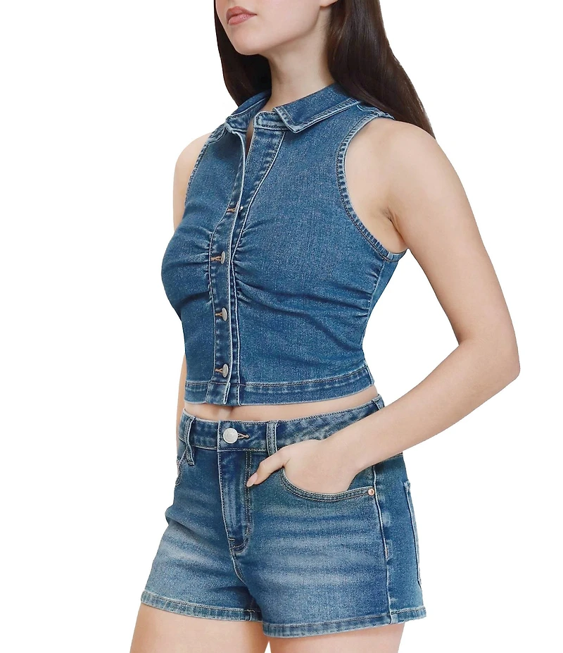 Steve Madden Stevie Jeans Ruched Denim Vest