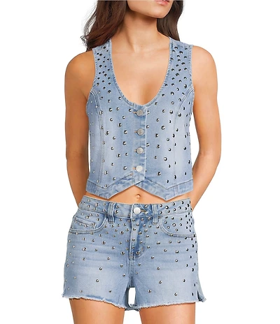 Stevie Jeans Studded Denim Vest