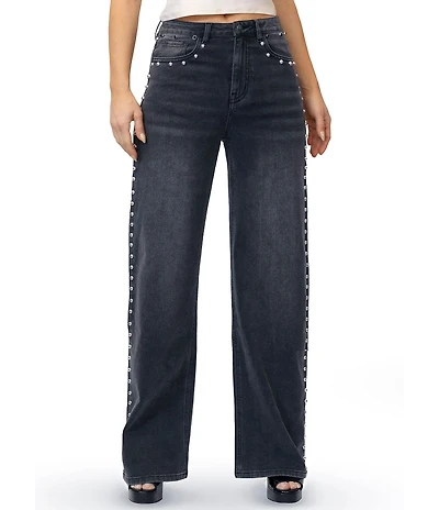 Stevie Jeans Studded Relaxed Fit Straight Leg Jeans
