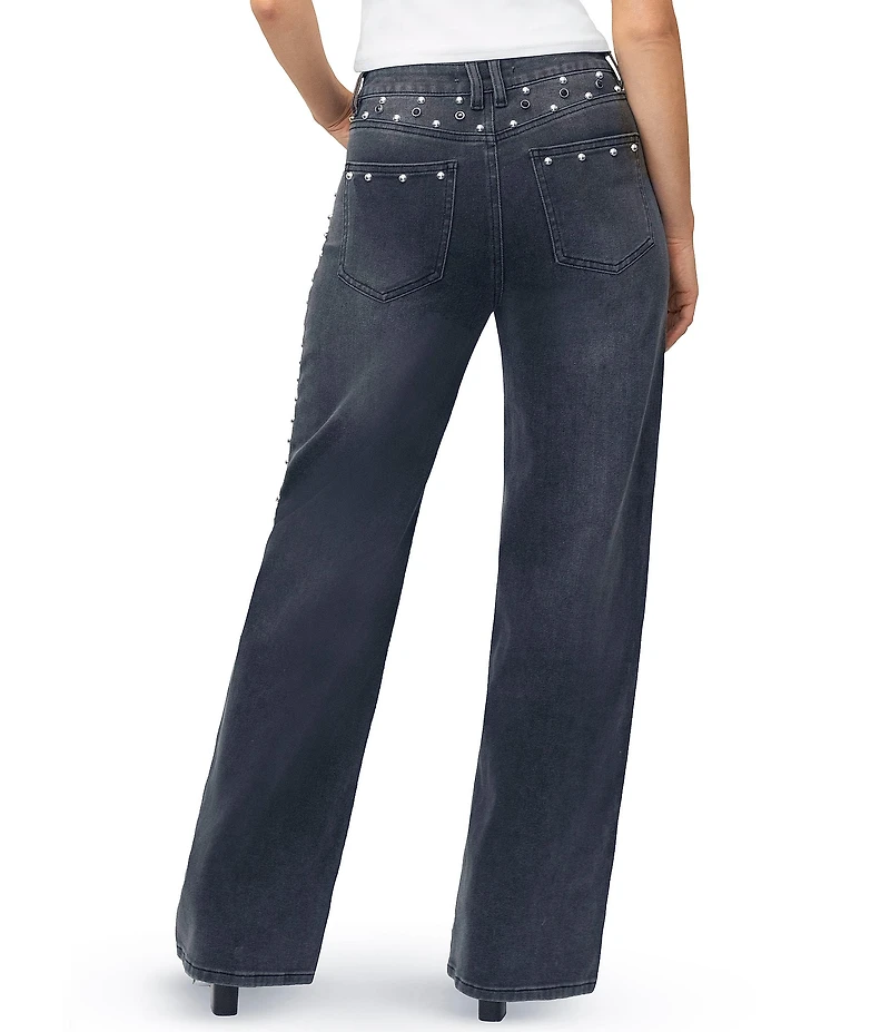 Stevie Jeans Studded Relaxed Fit Straight Leg Jeans