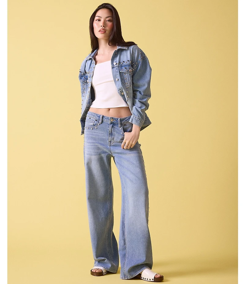 Stevie Jeans Studded Relaxed Fit Straight Leg Jeans