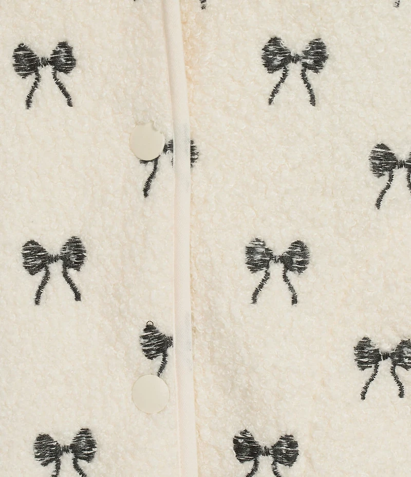 Stoosh Bonded Sherpa Embroidery Bow Print Jacket