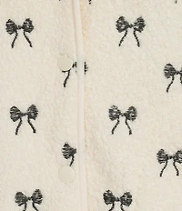 Stoosh Bonded Sherpa Embroidery Bow Print Jacket