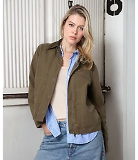Stoosh Corduroy Collar Quilted Lining Canvas Barn Jacket