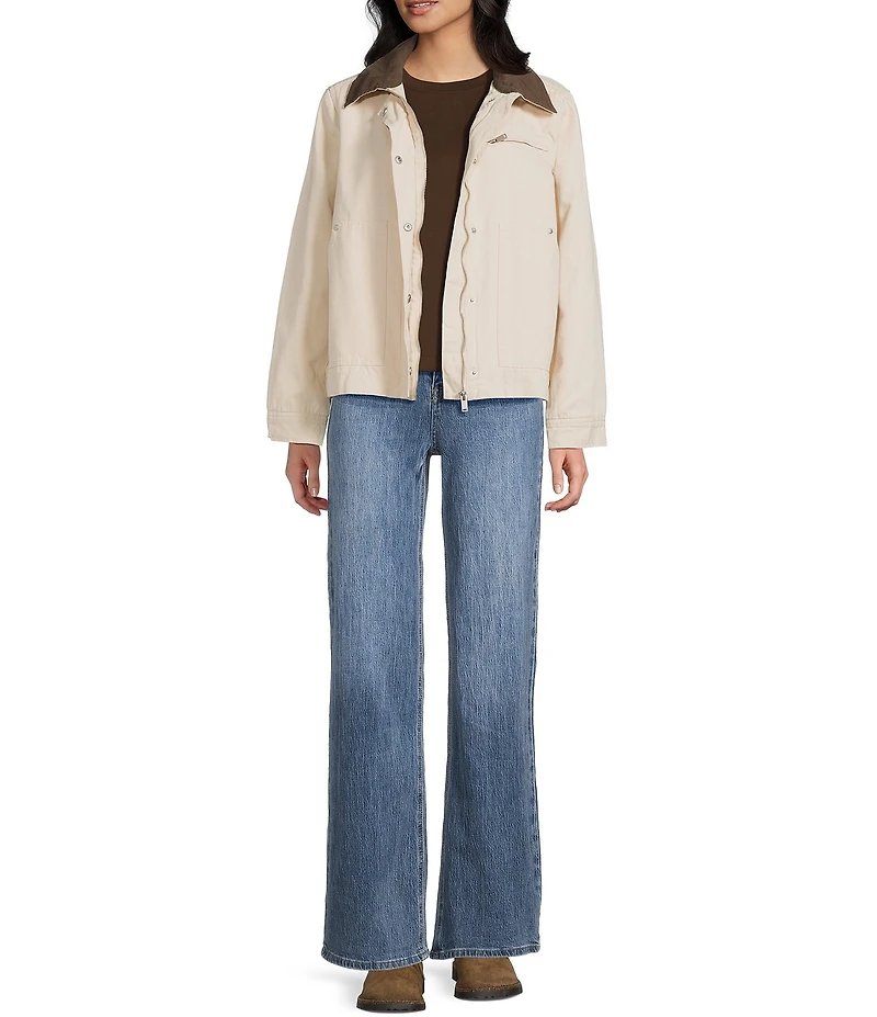 Stoosh Corduroy Collar Quilted Lining Canvas Barn Jacket