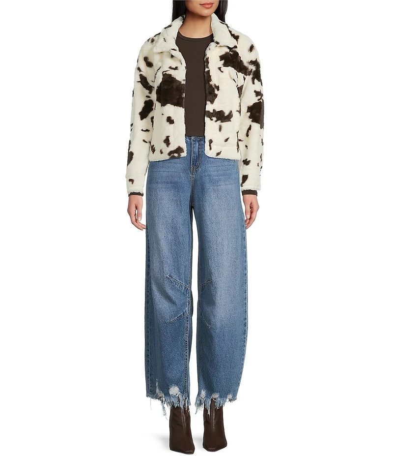 Stoosh Faux Fur Cow Print Jacket