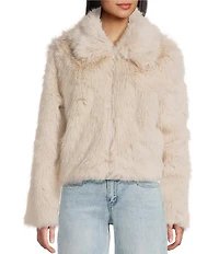 Stoosh Faux Fur Zip Front Long Hair Jacket