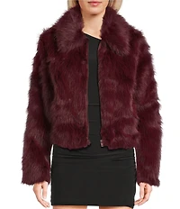 Stoosh Faux Fur Zip Front Long Hair Jacket