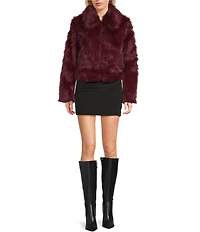 Stoosh Faux Fur Zip Front Long Hair Jacket