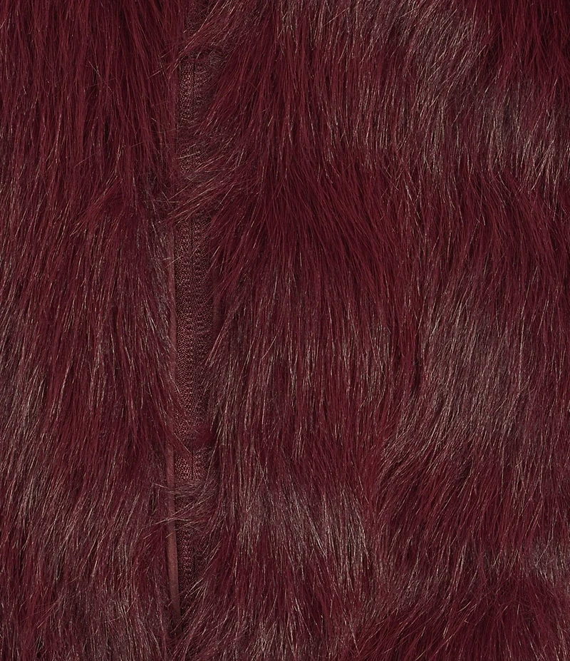 Stoosh Faux Fur Zip Front Long Hair Jacket