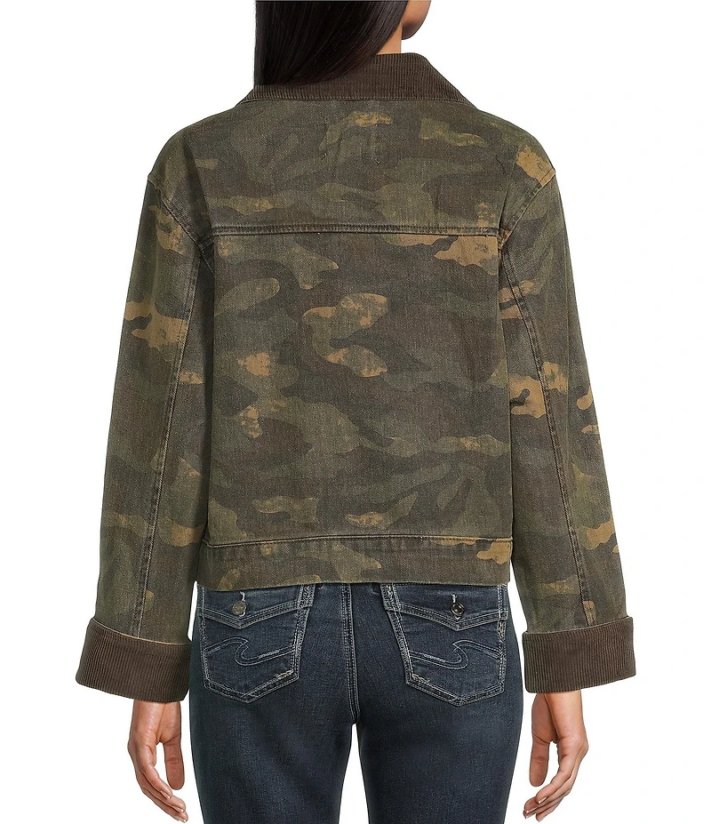 Stoosh Heavy Camo Print Twill Corduroy Collar Jacket