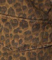 Stoosh Printed Heavy Leopard Print Twill Corduroy Collar Jacket