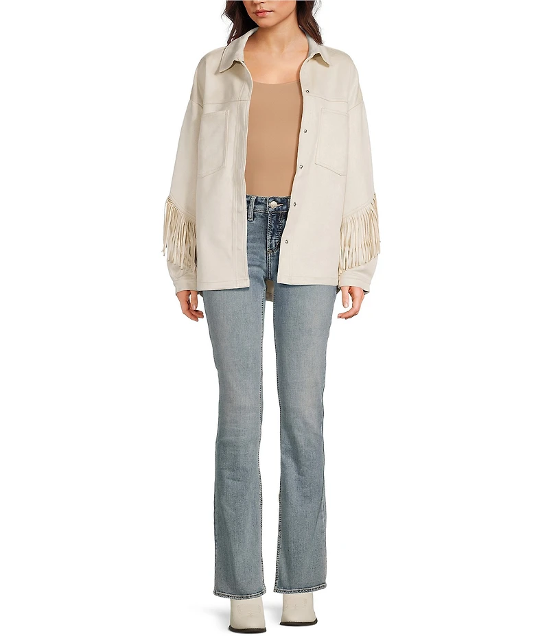 Stoosh Suede Collared Fringe Jacket