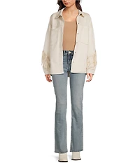 Stoosh Suede Collared Fringe Jacket