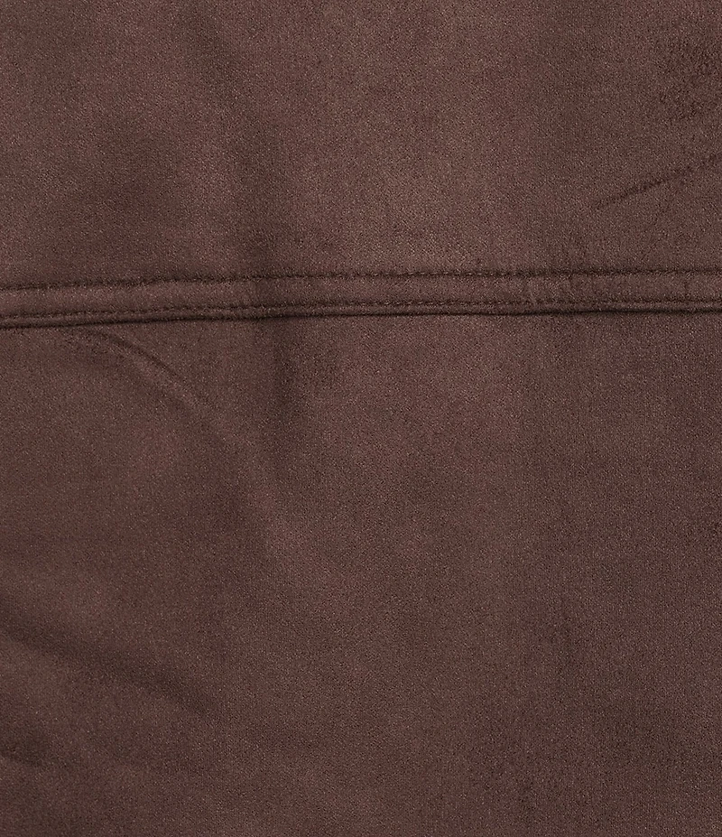 Stoosh Faux Suede Collared Zip Front Flap Pocket Cropped Jacket