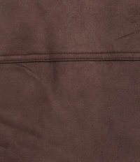 Stoosh Faux Suede Collared Zip Front Flap Pocket Cropped Jacket