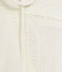 Storia Chiffon Eyelash Lace Trim Ruffle Tiered Maxi Dress