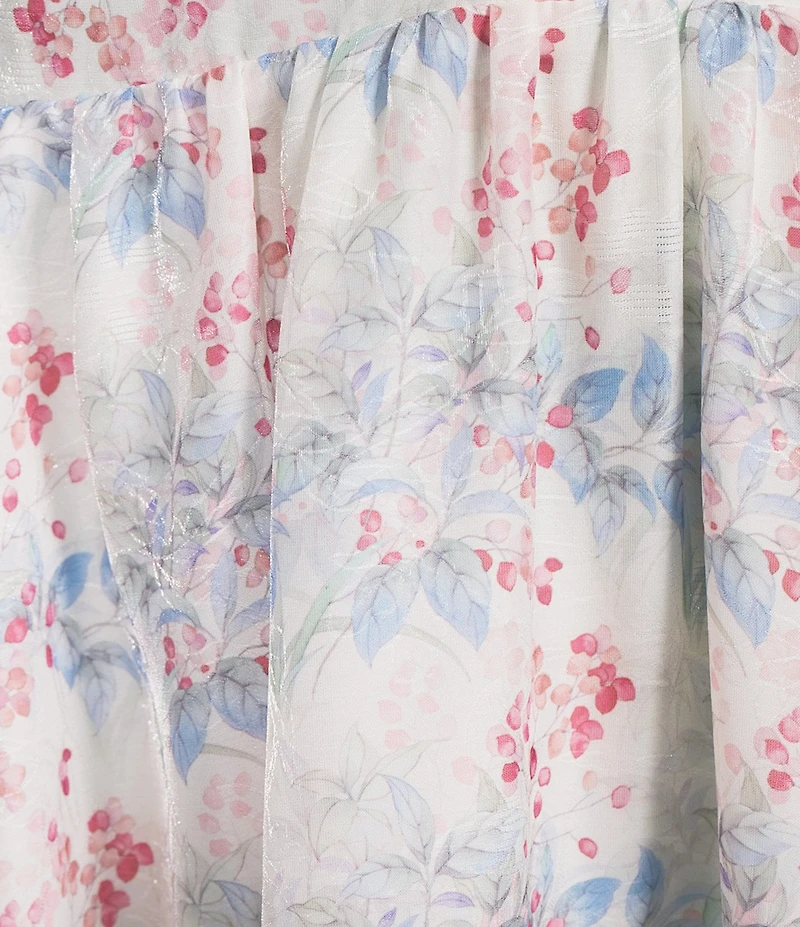 Storia Floral Print Deep V-Neck Flutter Sleeve Tie Back Midi Dress