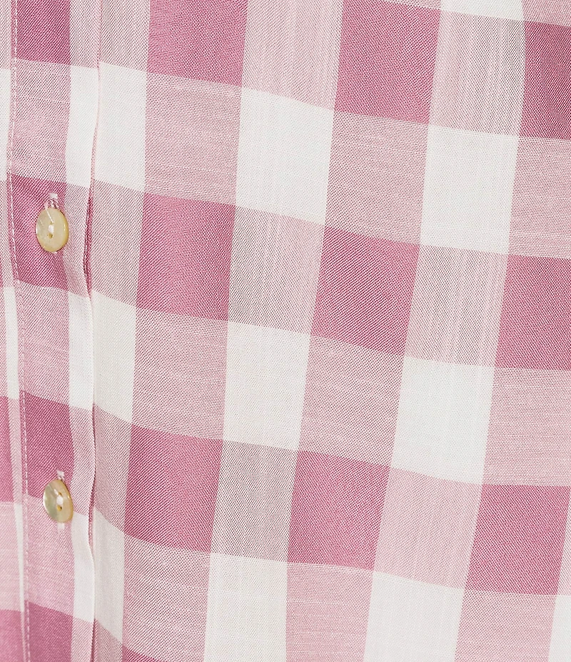 Storia Gingham Check Tie & Button Front Midi Dress