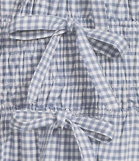 Storia Gingham Print Smocked Bodice Bow Front Midi Dress