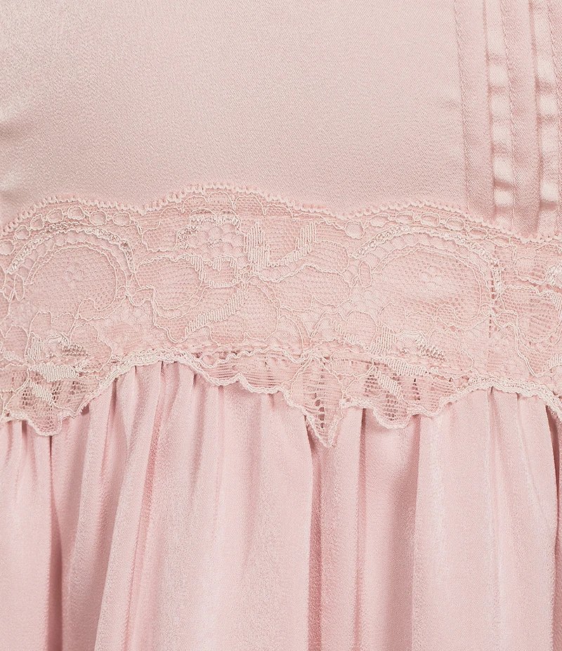 Storia Satin Lace Trim V-Neck Mini Dress