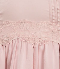 Storia Satin Lace Trim V-Neck Mini Dress