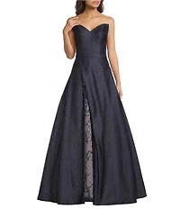 Strapless Sweetheart Neckline Lace Inset Gown