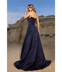 Strapless Sweetheart Neckline Lace Inset Gown