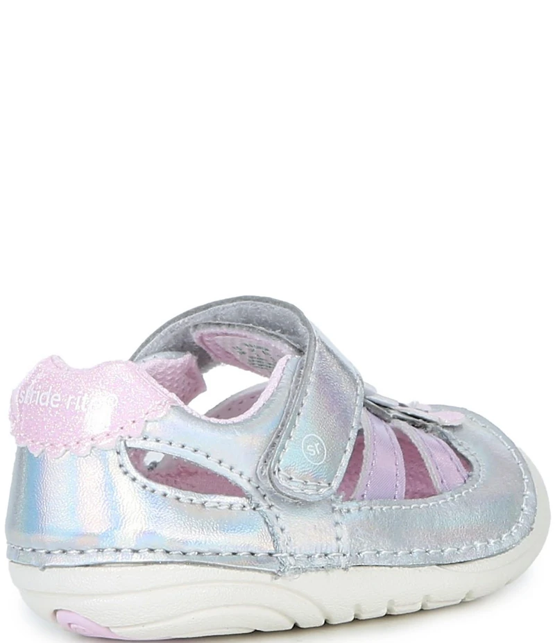 Stride Rite Girls' Blossom SM Leather Iridescent Floral Hook-and-Loop Sneakers (Infant)