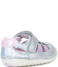 Stride Rite Girls' Blossom SM Leather Iridescent Floral Hook-and-Loop Sneakers (Infant)