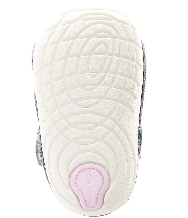 Stride Rite Girls' Blossom SM Leather Iridescent Floral Hook-and-Loop Sneakers (Infant)