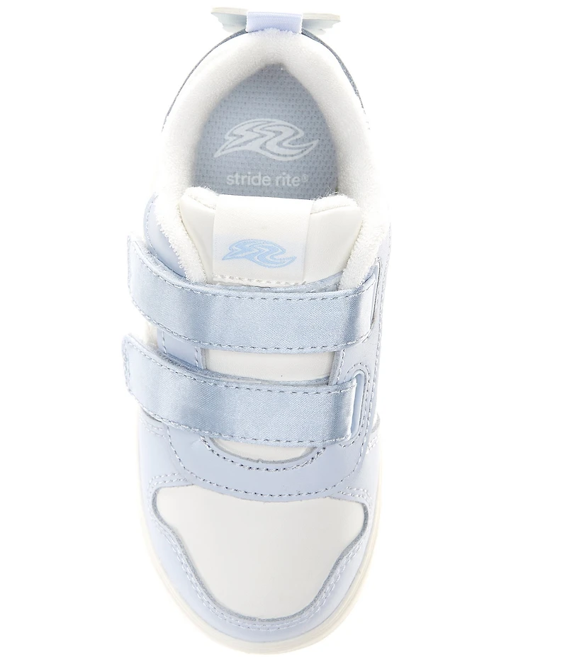 Stride Rite Girls' Denver SR Leather Satin Glitter Hook-and-Loop Sneakers (Toddler)