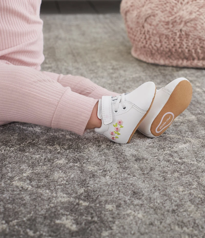 Stride Rite Girls' Emilia Flower Detail Crib Shoes (Infant)