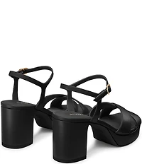 Stuart Weitzman Dayna 80 Leather Ankle Strap Platform Block Heel Sandals