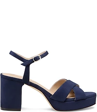 Stuart Weitzman Dayna 80 Suede Ankle Strap Platform Block Heel Sandals