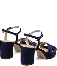 Stuart Weitzman Dayna 80 Suede Ankle Strap Platform Block Heel Sandals