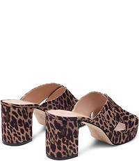 Stuart Weitzman Dyna Leopard Print Grosgrain Platform Block Heel Slide Sandals