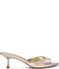 Stuart Weitzman Lexington 50 Metallic Leather Kitten Heel Pointed Toe Slide Sandals